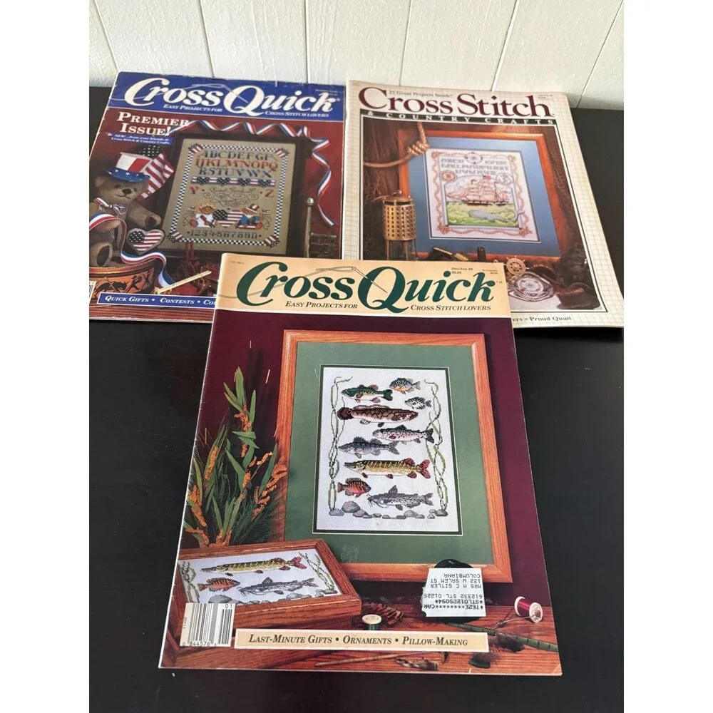 Vintage 1980s Cross Stitch Pattern Booklets Magazines Lot of 18 Needlework